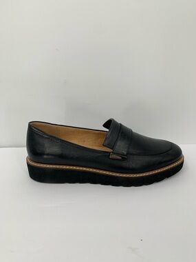 Naturalizer Adiline black leather platform slip-on wedge shoe loafer new 10